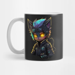 Cyberpunk Hacker Cat Mug